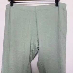 Free‎ People Women Cotton Pants Medium Sage Green Flare Lettuce Edge Gauze thumbnail 5