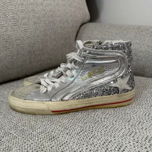 Golden Goose Slide with‎ Laminated Leather Upper and Silver Glitter Size 36 thumbnail 5