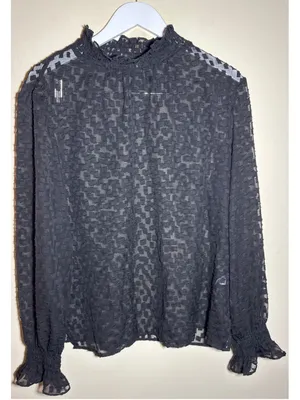 Everleigh Black Textured Blouse Size L Size L thumbnail 1