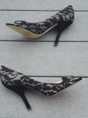 Nine West Black Lace Peep Toe Heels | Nine West Sorbet Heels thumbnail 6