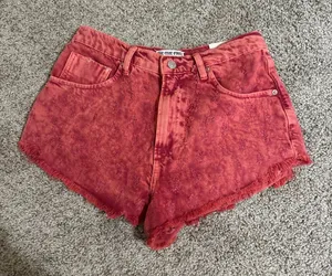 Free People Red Denim Shorts thumbnail 1