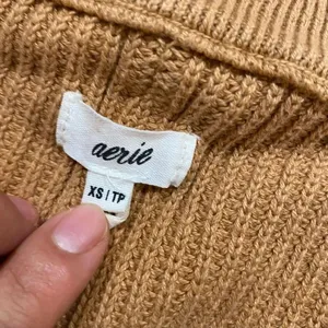 Aerie Oversized Half Zip Sweater XS Camel Chunky Knit Cozy Lounge thumbnail 4