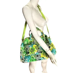 Vera Bradley lime up Quilted Cotton Duffel Bag Green Floral Weekend Travel thumbnail 5