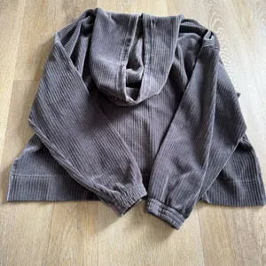 Aerie Gray Ribbed Hooded Sweatshirt thumbnail 5