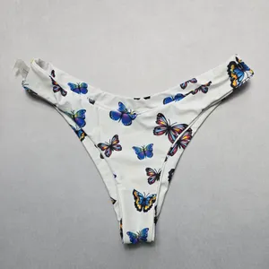 Zaful White Butterfly Thong Swim Beach Cheeky Flirty Boho‎ Bikini Bottom L Large thumbnail 5