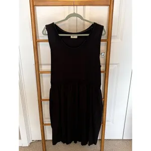24/7 by Maurices Womens 3X Black Ribbed Smocked Waist Sleeveless Skater Dress thumbnail 2