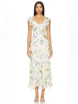 ASTR Wisteria Floral Chiffon Maxi Dress Small Wedding Guest Garden Party Summer thumbnail 8