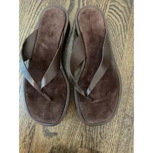 Reformation Eden Platform Flip Flop Espresso Brown Leather Suede Sz 9 NEW $228 thumbnail 5