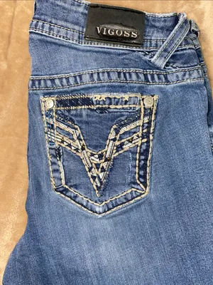 Vigoss Medium Blue Bootcut Jeans with Embroidered Back Pockets thumbnail 2