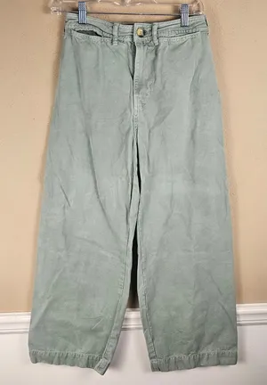 We The Free People Womens Sage Green‎ Wide Leg Utility Pants 26 thumbnail 1