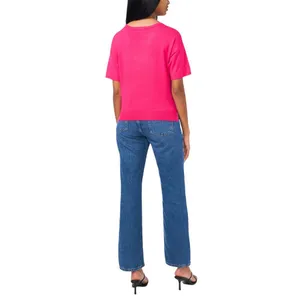 NWT Sam & Jess Short-Sleeve Embellished Sweater TA93148768AS Electric Pink M thumbnail 2