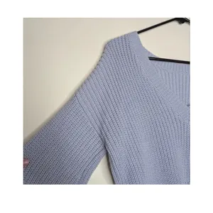 Lulus Blue Crop Reversible Knit Sweater XS‎ Balletcore Coquette Romantic Coastal thumbnail 13