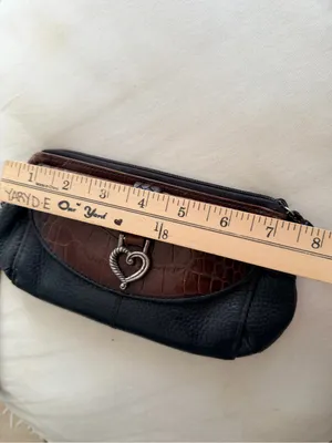 Vtg y2k Brighton Brown and Black Leather croc embossed Wristlet Clutch thumbnail 10