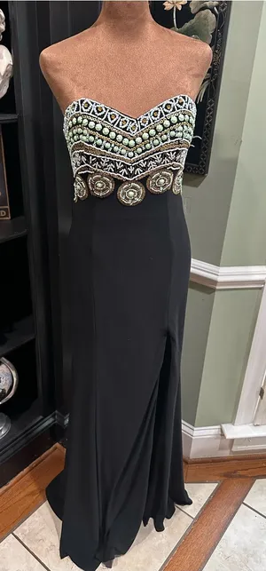 Rachel Allan Beaded Sweetheart Gown with Cutout Back – Size 4 thumbnail 1