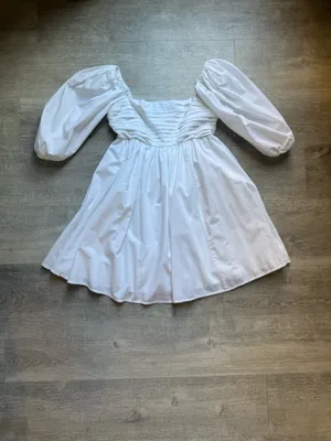 Abercrombie & Fitch Emerson Puff Sleeves Square Neck White Poplin Mini Dress XS thumbnail 3