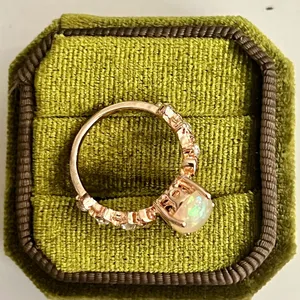 Opal and White Crystal Moon Design Rose Gold-Plated Ring Size 7 thumbnail 5
