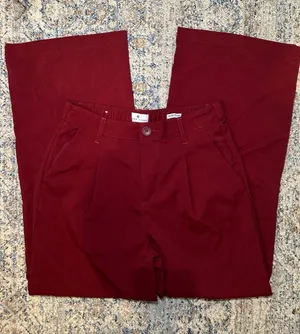 rue craft Tailored Trouser Burgundy Red High Waisted Wide Leg Pants Women's Size thumbnail 1