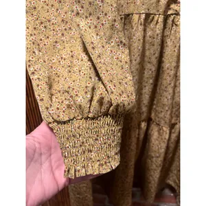 Boutique Mustard Ditsy Floral Ruffle Collar Babydoll Mini Dress M/L thumbnail 7