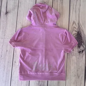 Juicy Couture Dewberry Pink Velour Rhinestone Short Zip Hoodie Set thumbnail 5