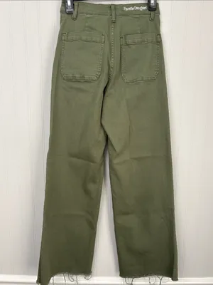 Favorite Daughter The Mischa Super High Rise Wide Leg Ankle Jean Women 26 Green thumbnail 5