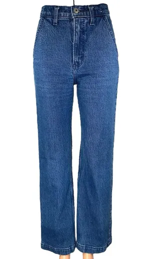 Abercrombie & Fitch 90s Relaxed Blue Wide leg High Waist Denim Jeans Pants Sz 24 thumbnail 1