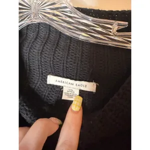 American Eagle Black Chunky Knit Oversized Sweater Cozy Mock Neck‎ Size Large XL thumbnail 4