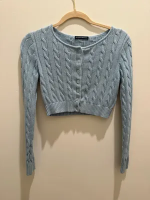 brandy melville blue button up crop sweater thumbnail 1