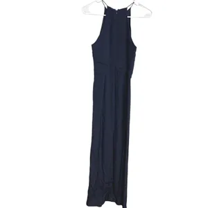 Zimmermann Navy Blue Silk‎ Halter Neck Ruched Maxi Dress Old Money Size 0 (US 4) thumbnail 3