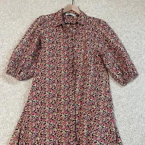 ZARA NWOT Micro Floral Print Balloon Sleeve dress size small thumbnail 3