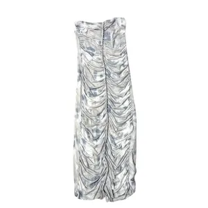 Zara Womens Strapless Ruched Mesh Maxi Dress Gray White Glam Luxe Sultry Small‎ thumbnail 13
