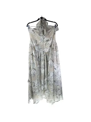 Nasty Gal Maxi Dress Hi Low Hem Halter Ruffle Hi Low Hem Horse Print Ivory 8 thumbnail 4