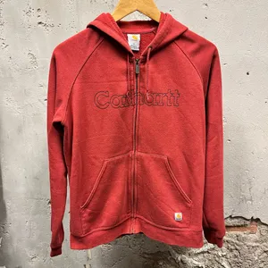 Carhartt Women's Muted Red Embroidered Logo Full Zip Hoodie Jacket Small S thumbnail 1