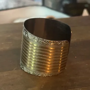 Vintage gold tone wide cuff bracelet thumbnail 4