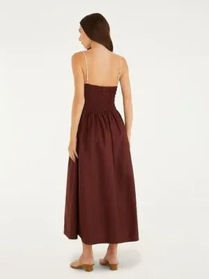 NWT Farm Rio Cotton Sleeveless Midi Dress Brown and Ivory Sz L thumbnail 4
