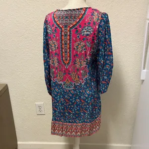 TOLANI 100% Silk Multicolor Floral Dress Size Large thumbnail 4