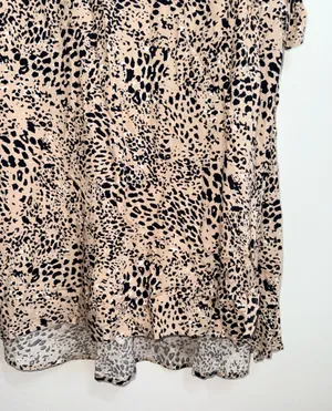 Maurices Animal Print High Rise Faux Wrap Midi Skirt Tan Black thumbnail 5