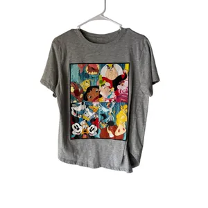 Disney 100 Gray Character Collage‎ Graphic Tee Size XL Mickey Lilo Stitch thumbnail 2