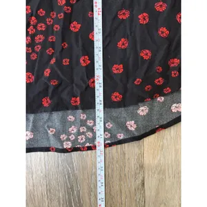 Free People Black Red Floral Blouse Sheer Boho Peasant Top Smocked Romantic thumbnail 4