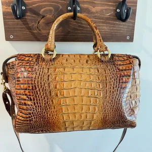 Brahmin Croc Embossed Leather Satchel Bag in‎ Toasted Pecan Melbourne thumbnail 5