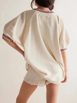 NWT Free People We The Free It's Official Pullover Shirt in Tea Combo thumbnail 2