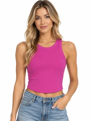 Nike One Pink Fitted Women's Dri-FIT Cropped Tank Top Small thumbnail 1