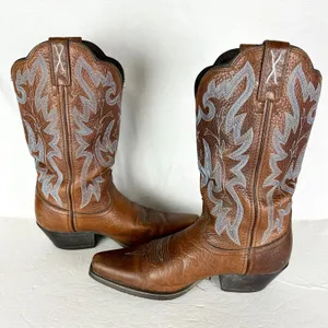 Twisted X Women's Cowboy Boots Size 8.5 Western Rodeo Brown Blue Embroidered thumbnail 3
