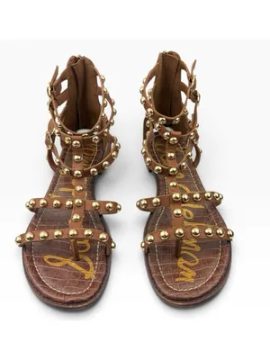 -Sam Edelman Estella Studded Flat Gladiator Sandal Womens 11 Brown Festival Flat thumbnail 8