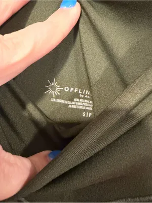 High-Waisted Olive Green Aerie Offline Women's Leggings thumbnail 2