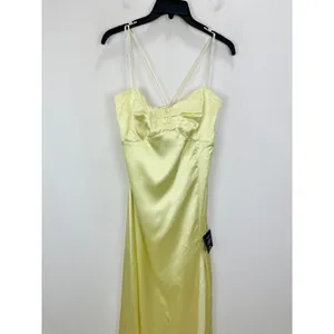 Lulus Stunning Example Light Yellow Satin Backless Maxi Dress Long Formal XL NWT thumbnail 6