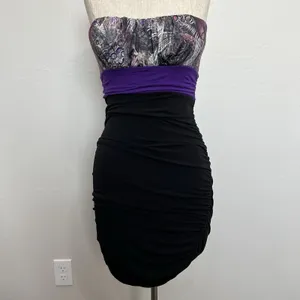 VTG 2000s S Small Dress Strapless Bodycon Empire Y2K Fairy Grunge Baddie USA thumbnail 3