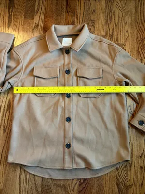 Avec Les Filles Oat Melange Boyfriend Shacket Jacket Beige M thumbnail 9