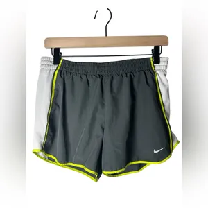 Nike Dri-FIT Tempo Running Shorts Gray‎ White Neon Trim Women’s Size M thumbnail 3