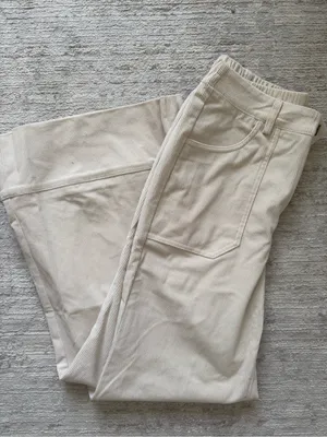 SHEIN Wide-Leg High-Rise Pants in Cream (Size Small) thumbnail 3
