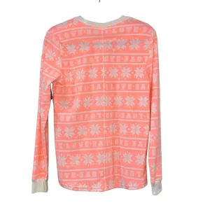 NWT Sleep Chic Pajama Top Small Pink White Snowflake Matching Scrunchie Lounge‎ thumbnail 3